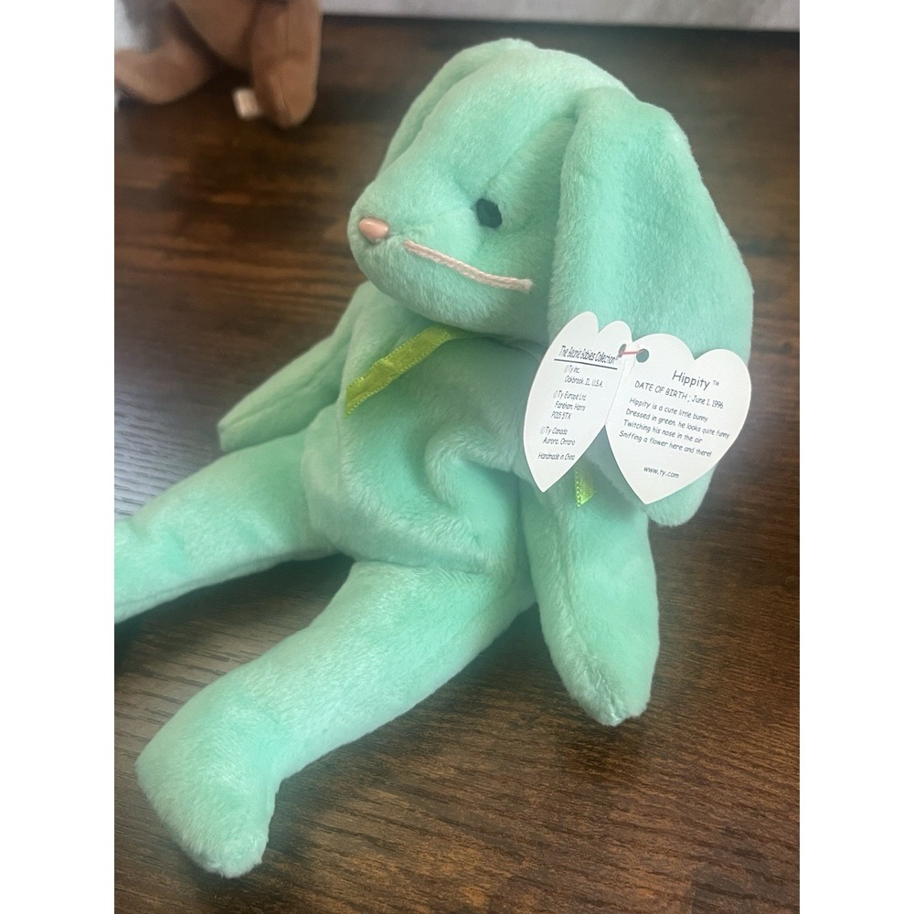 Ty Beanie Babies Bunny Rabbit Set Of 4-Hippie, Nibble, Hippity, Ears- New W Tags - Picture 8 of 12